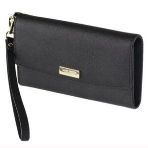 NEW Kate Spade Laurel Way Saffiano Leather Wristlet Wallet WLRU2666 BLACK NWT